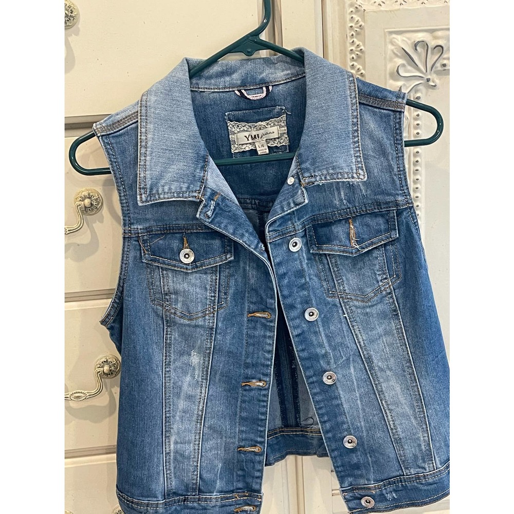 YMI Jean cutoff Vintage Vest Sz L NWT